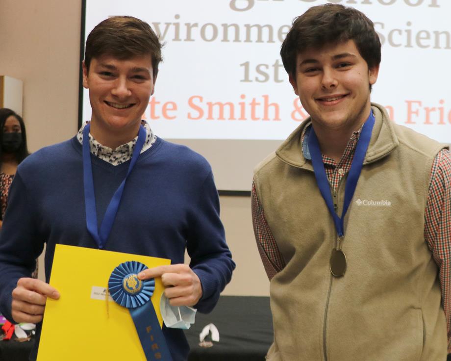 Tate Smith and Evan Friday, First Place, Environmental Sciences